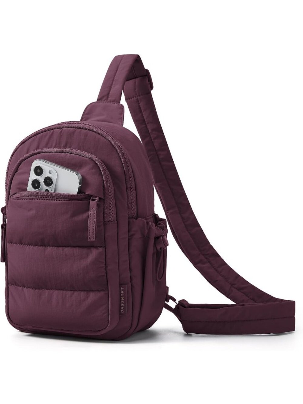 Women's Burgundy Bay Puffer Sling Hobo Purse Fanny Pack Travel Crossbody Bag